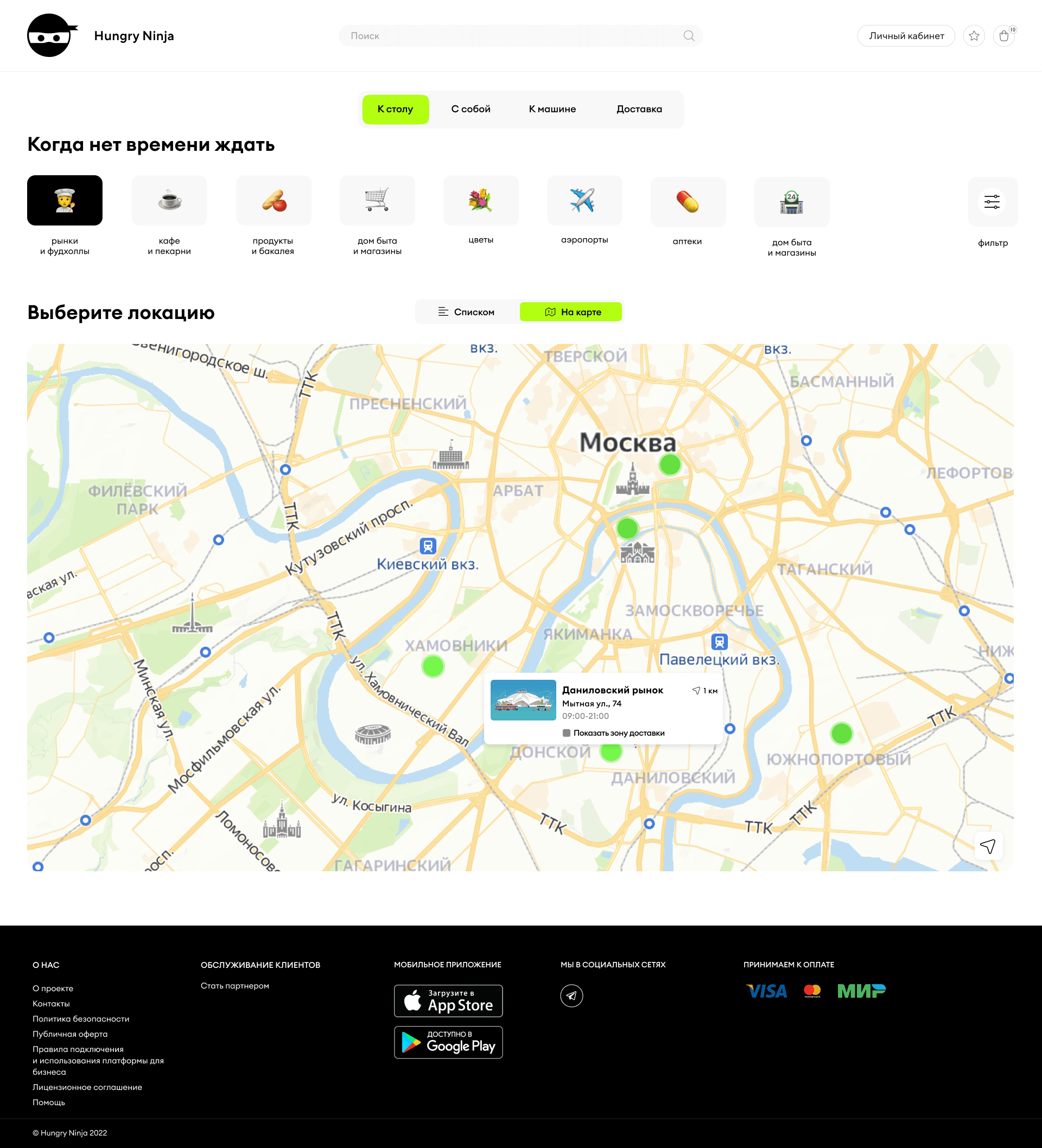Hungry Ninja web-приложение и административная панель
